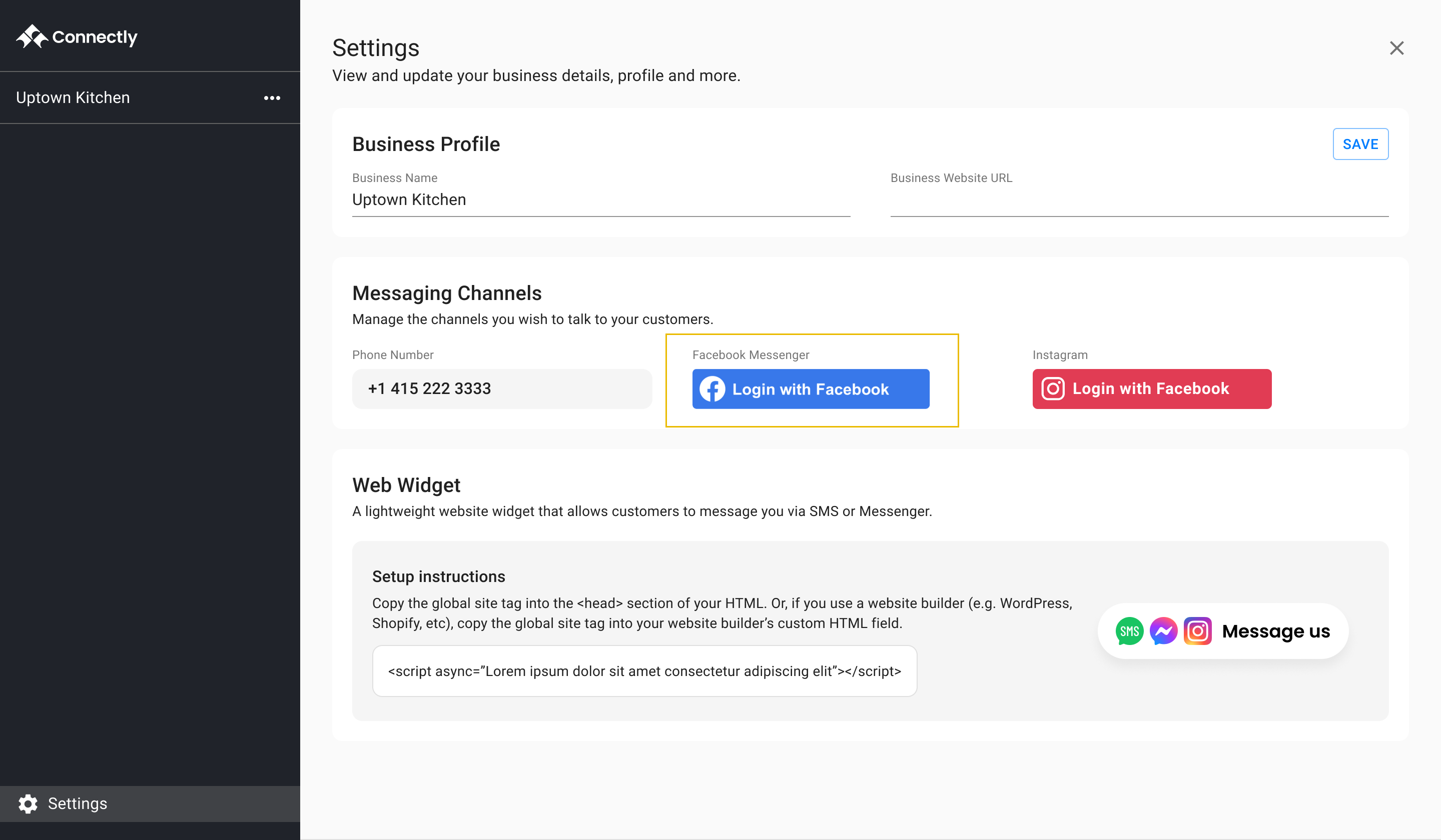 Connect Facebook Messenger